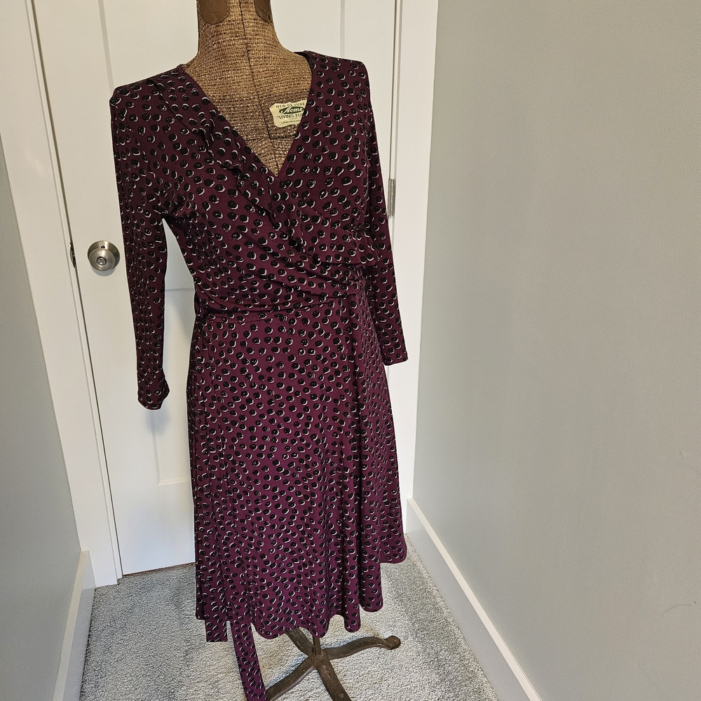 Leota Plum Patterned Long Sleeve Dress